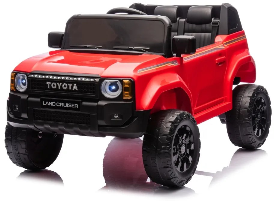 Carro elétrico para Crianças Toyota Land Cruiser PRADO 12V 4x4 Rodas Espuma EVA, Assento couro ecológico Vermelho
