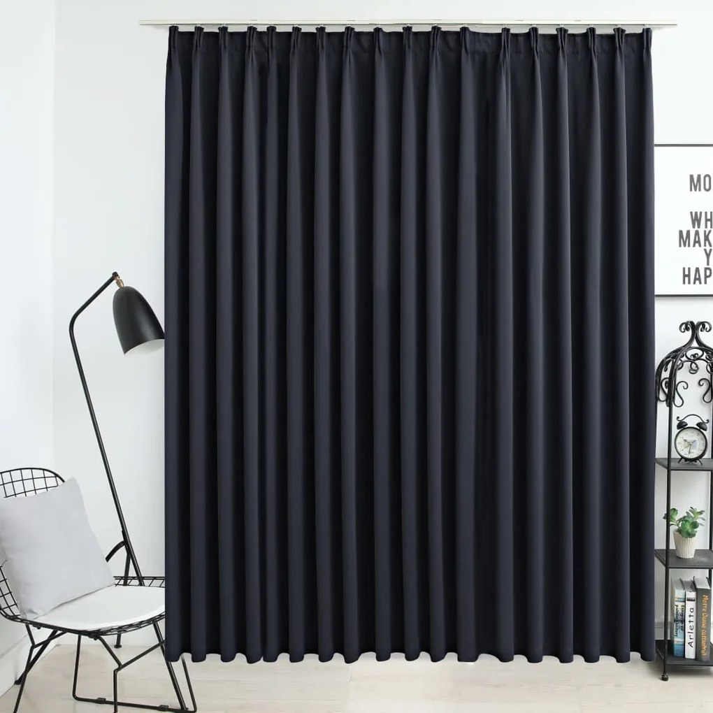 vidaXL Cortina blackout com ganchos 290x245 cm preto