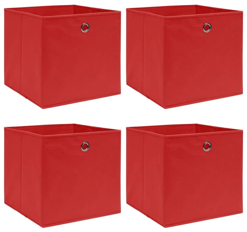 Caixas de arrumação 4 pcs 32x32x32 cm tecido vermelho