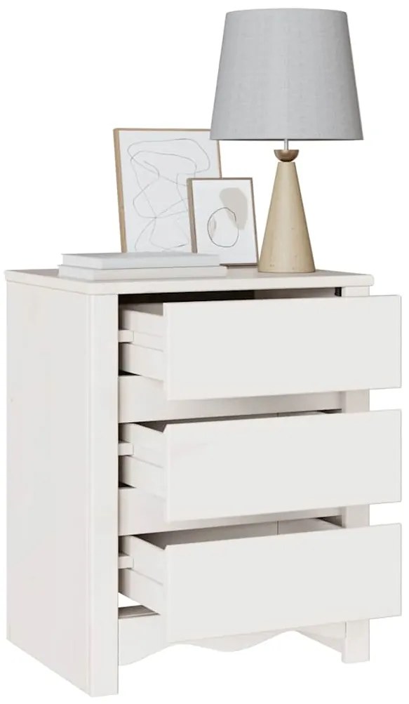 Criado-mudo vidaXL "DRAMMEN" Branco 45x35x56 cm Madeira Sólida de Pinh