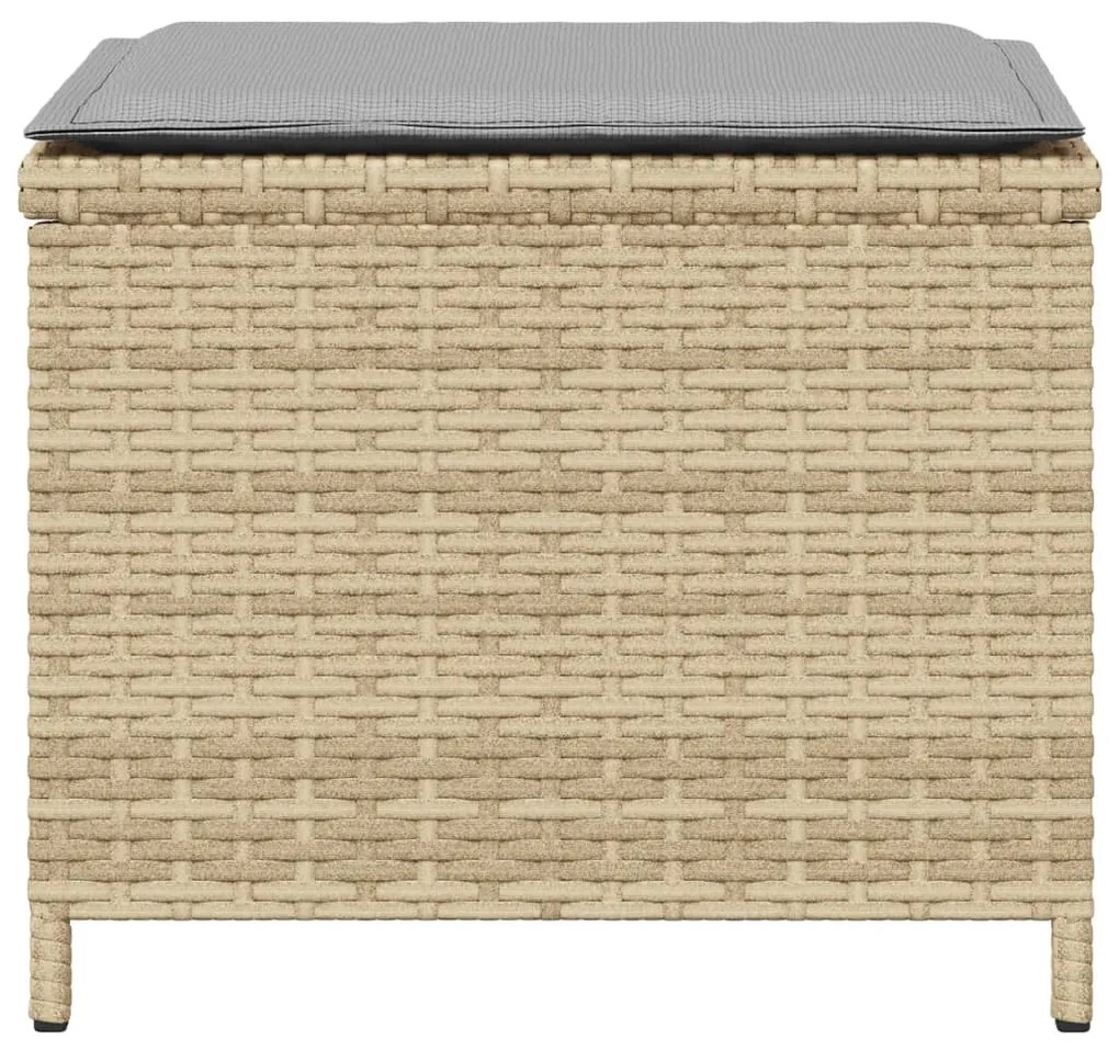 Bancos jardim almofadões 4 pcs 40x40x35 cm vime PE mistura bege