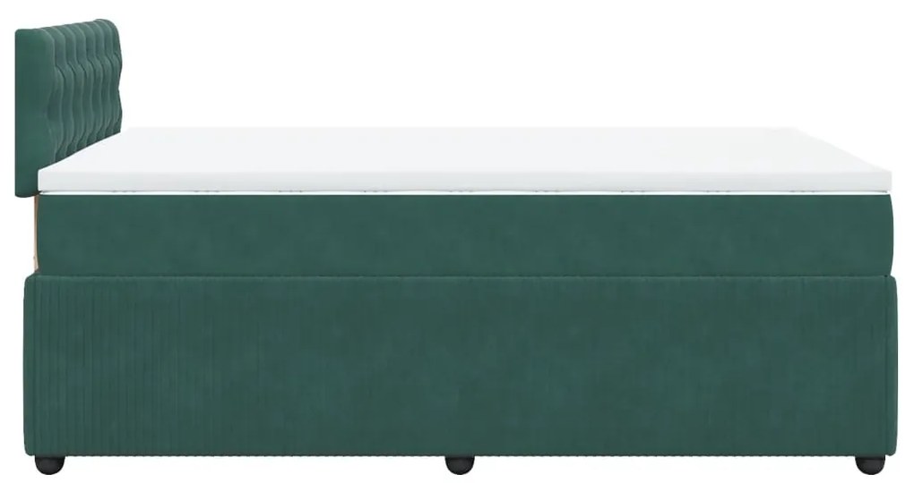 Cama boxspring com colchão 120x200 cm veludo verde-escuro