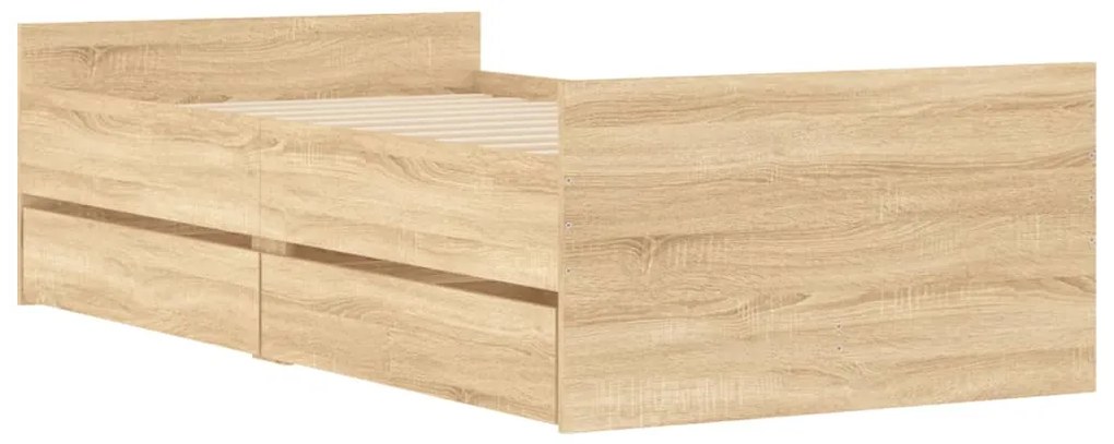 Estrutura de cama com gavetas 100x200 cm carvalho sonoma