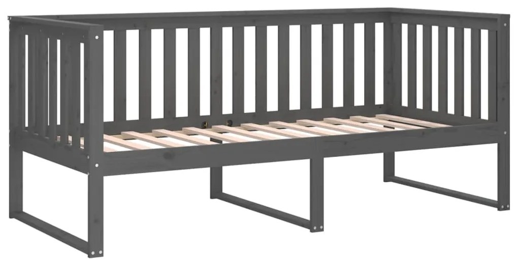 Sofá-cama 90x190 cm madeira de pinho maciça cinzento