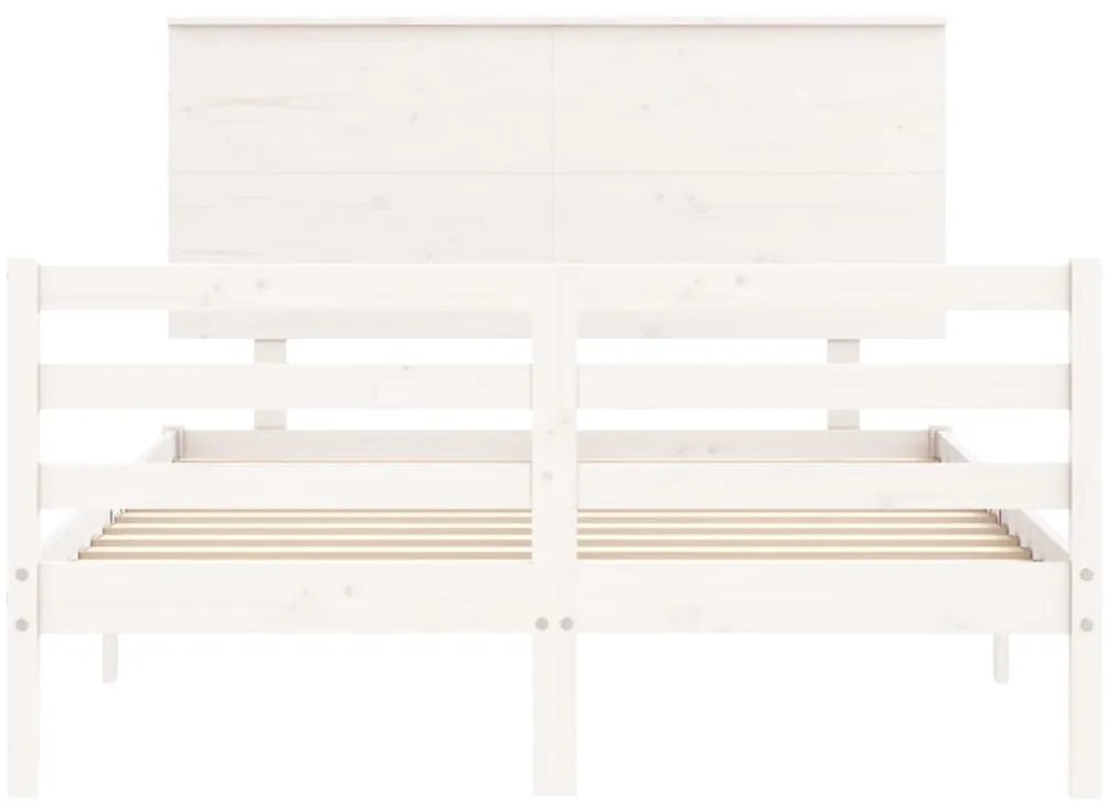 Estrutura de cama com cabeceira 140x190cm madeira maciça branco