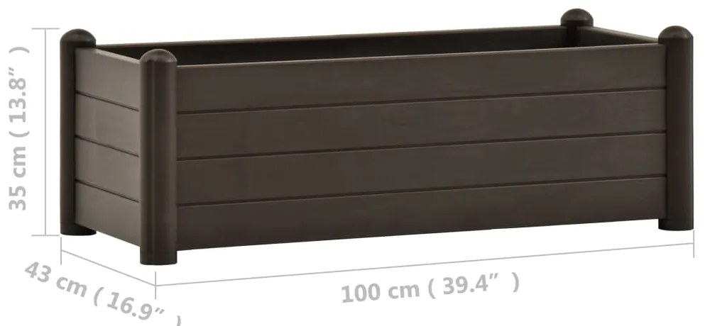 Canteiro elevado para jardim PP 100x43x35 cm moca