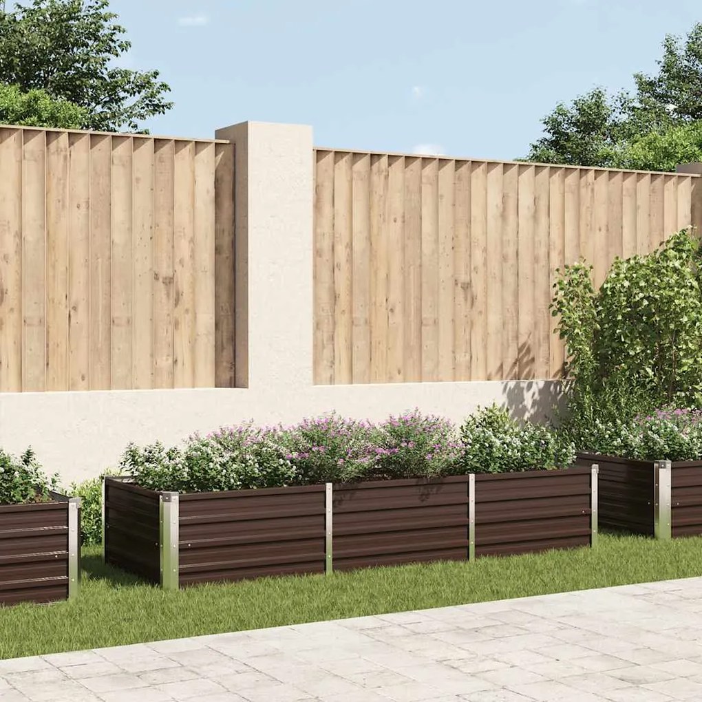 Canteiro elevado de jardim aço galvanizado 240x80x45cm castanho