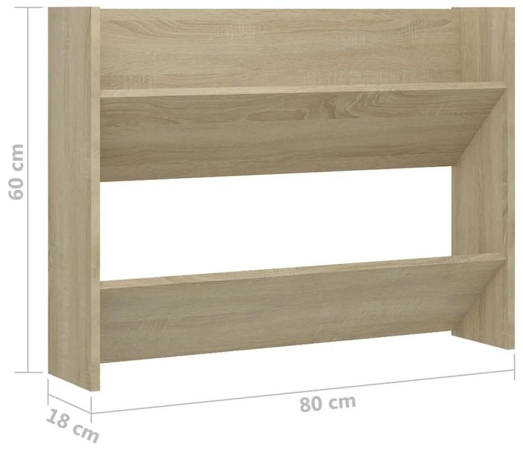 Sapateiras de parede 2 pcs 80x18x60cm contrapl. carvalho sonoma