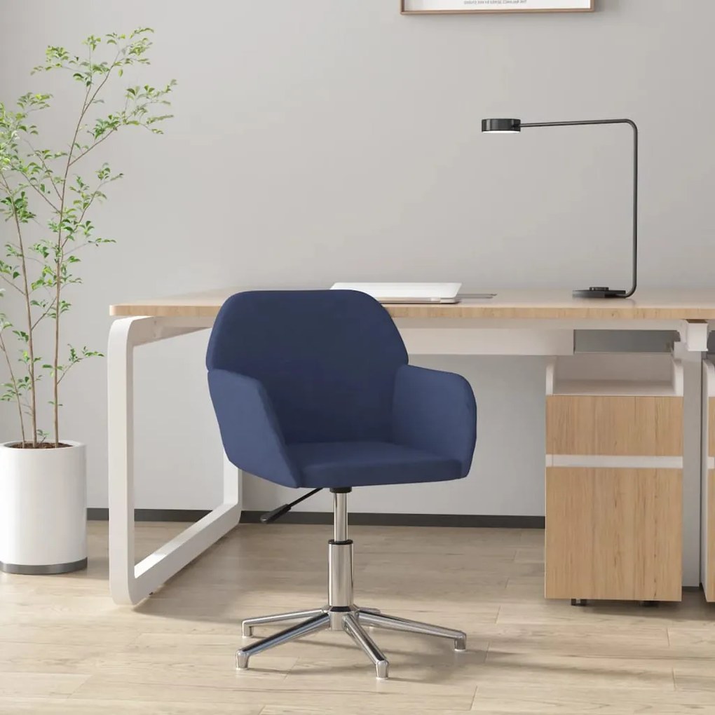 vidaXL Cadeira de escritório giratória tecido azul