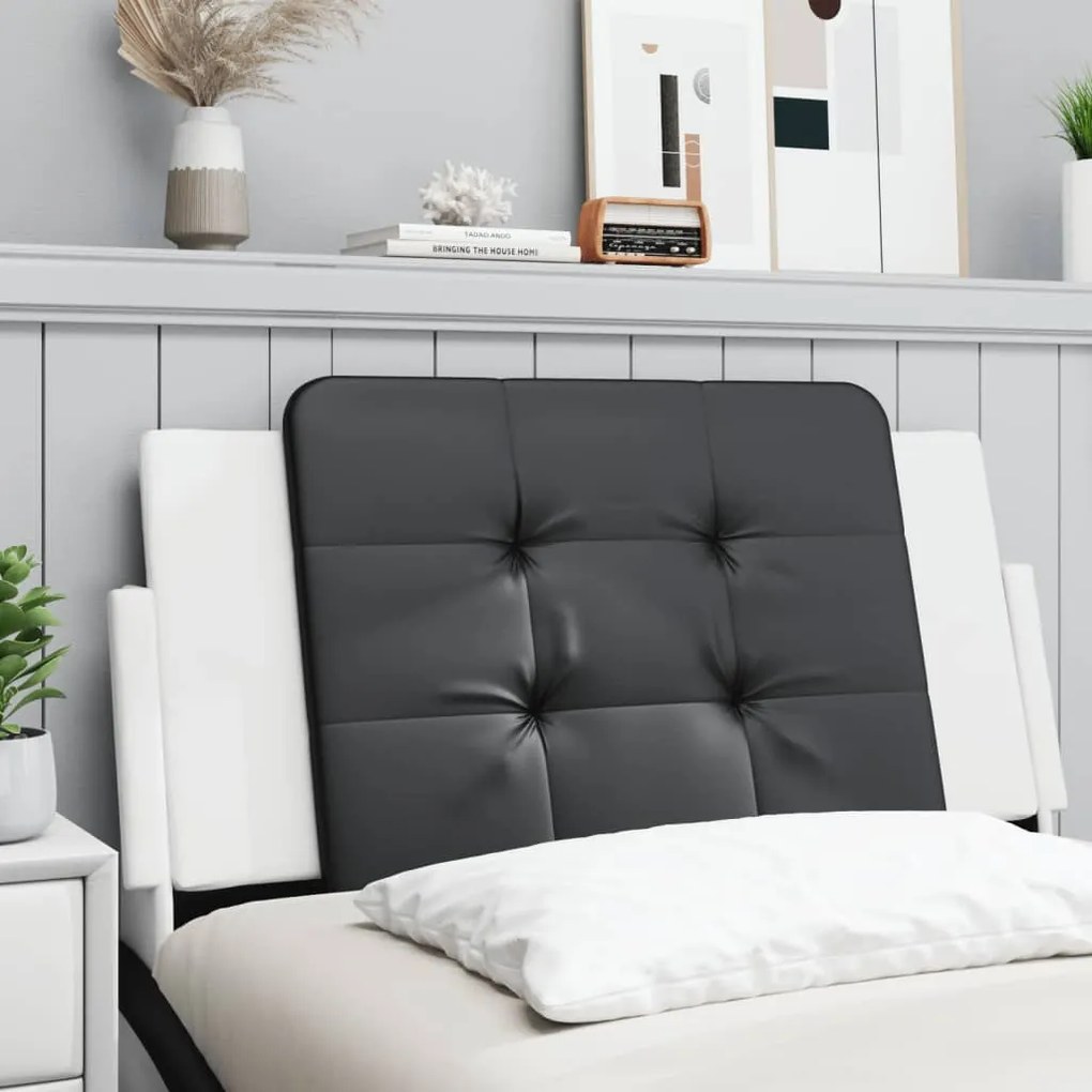 vidaXL Almofadão de cabeceira 100 cm couro artificial preto e branco