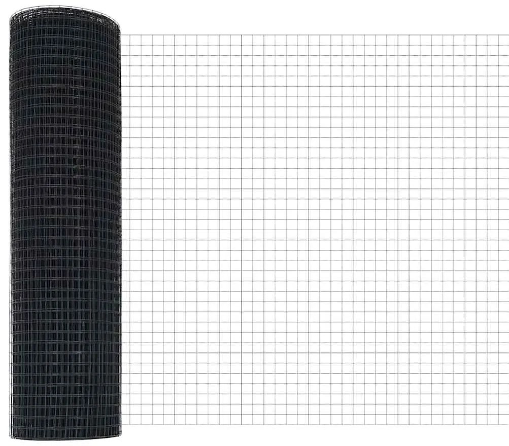 Cerca de Arame Soldado com 13 Postes Flangados Cinza 0.6x25 m Aço