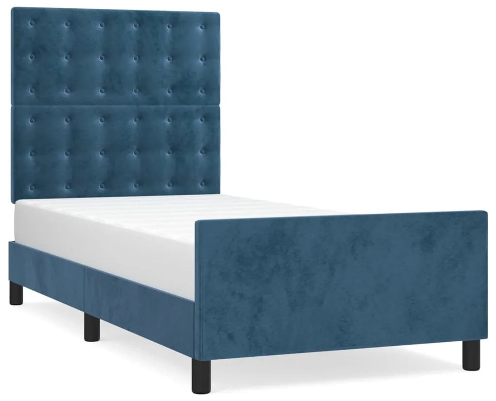 Estrutura de cama c/ cabeceira 80x200 cm veludo azul-escuro