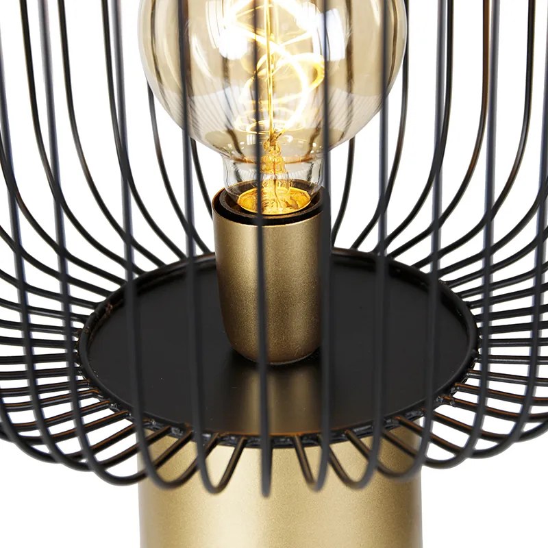Candeeiro de pé design preto com dourado - Mayelle Moderno