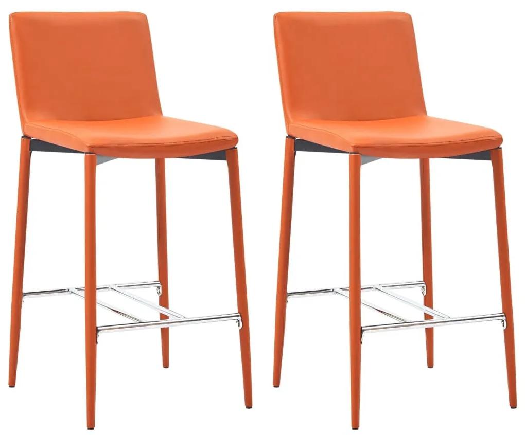 Cadeiras de bar 2 pcs couro artificial laranja