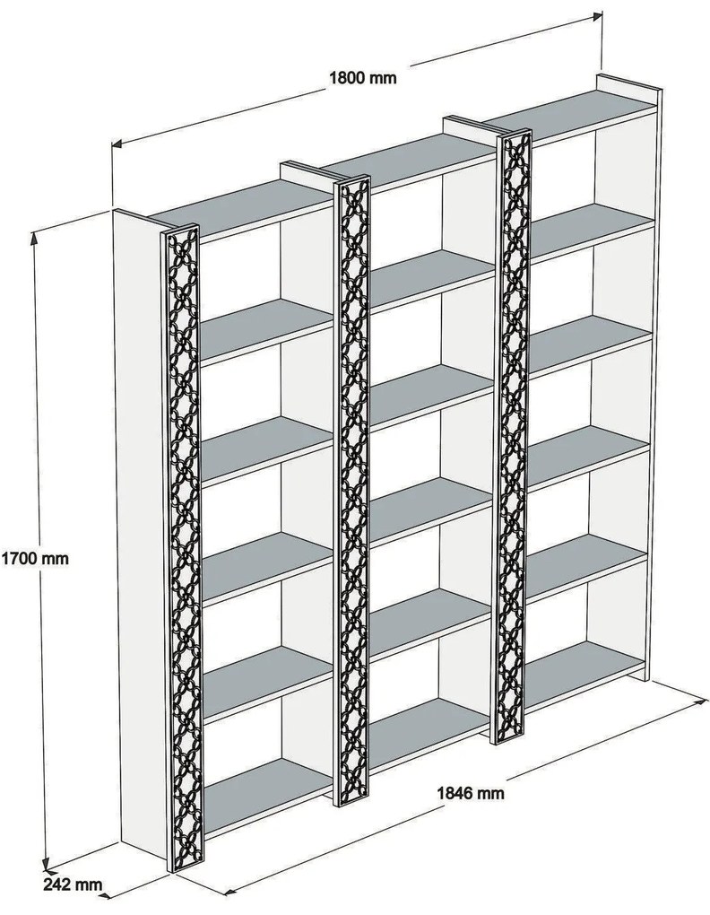 Estante City – Walnut Cream – 184,6 x 170 x 24,2 cm