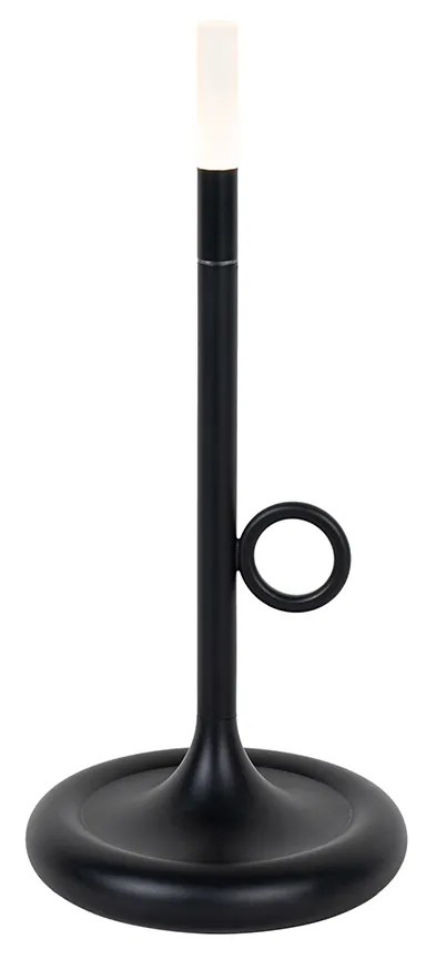 Candeeiro de mesa de exterior preto com LED e dimmer tátil recarregável - Sjarel Design