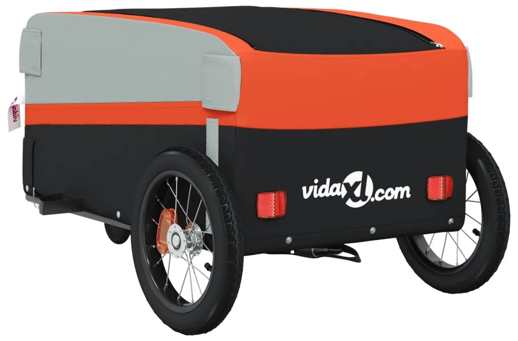 Reboque para bicicleta 30 kg ferro preto e laranja