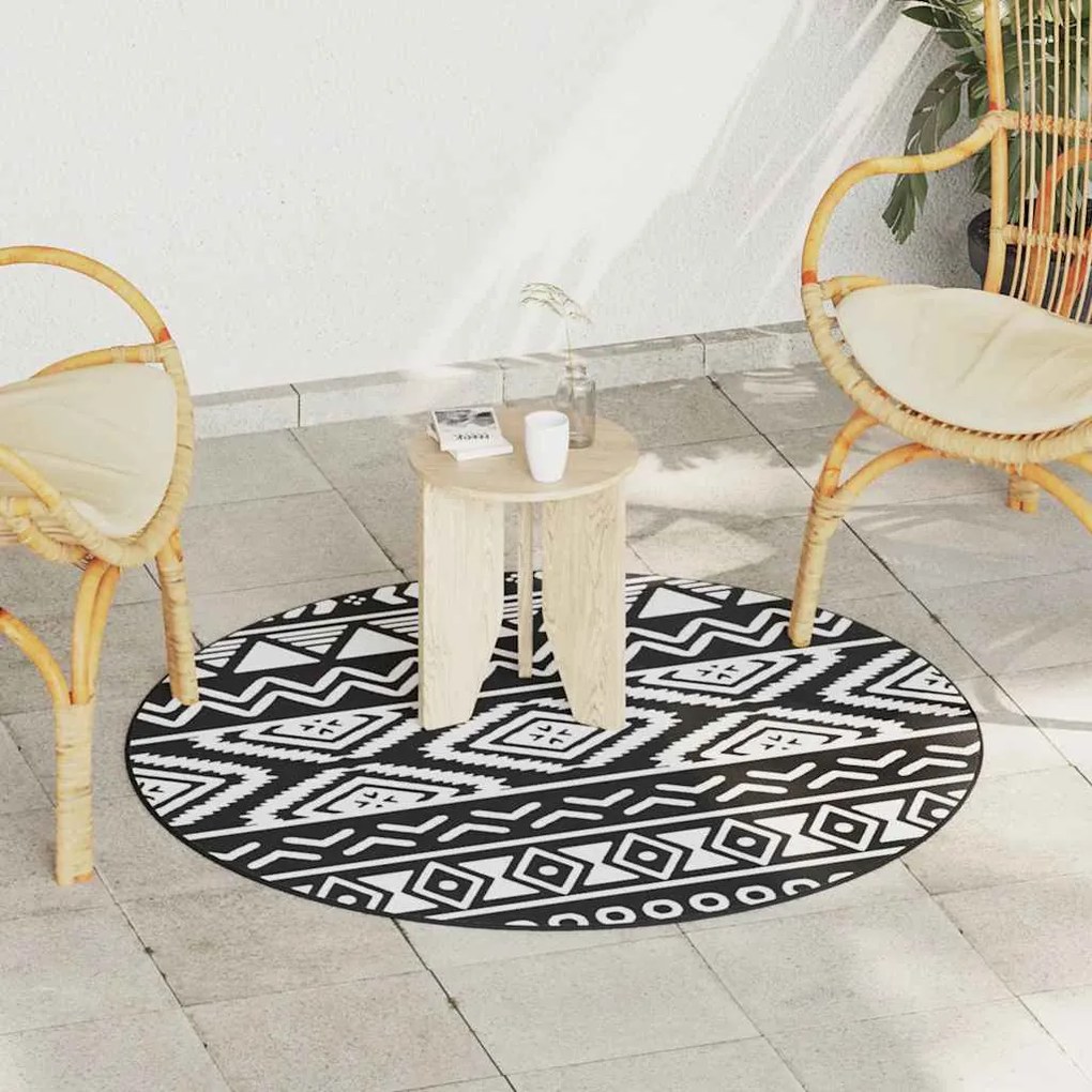 vidaXL Tapete de exterior Ø120 cm ARAKIL PP preto