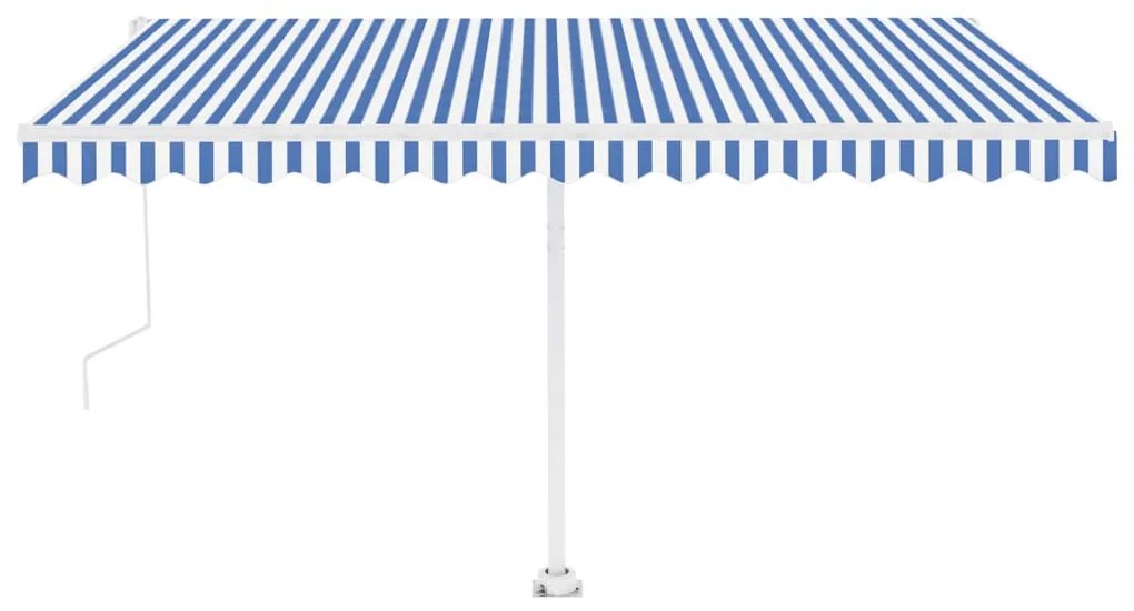 Toldo autom. LED e sensor de vento 400x300 cm azul e branco