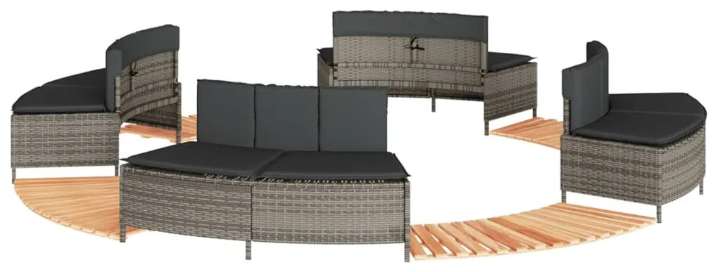 vidaXL Contorno de banheira vime PE e madeira de acácia maciça cinza