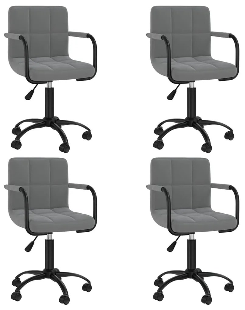 vidaXL Cadeiras de jantar giratórias 4 pcs veludo cinzento-escuro