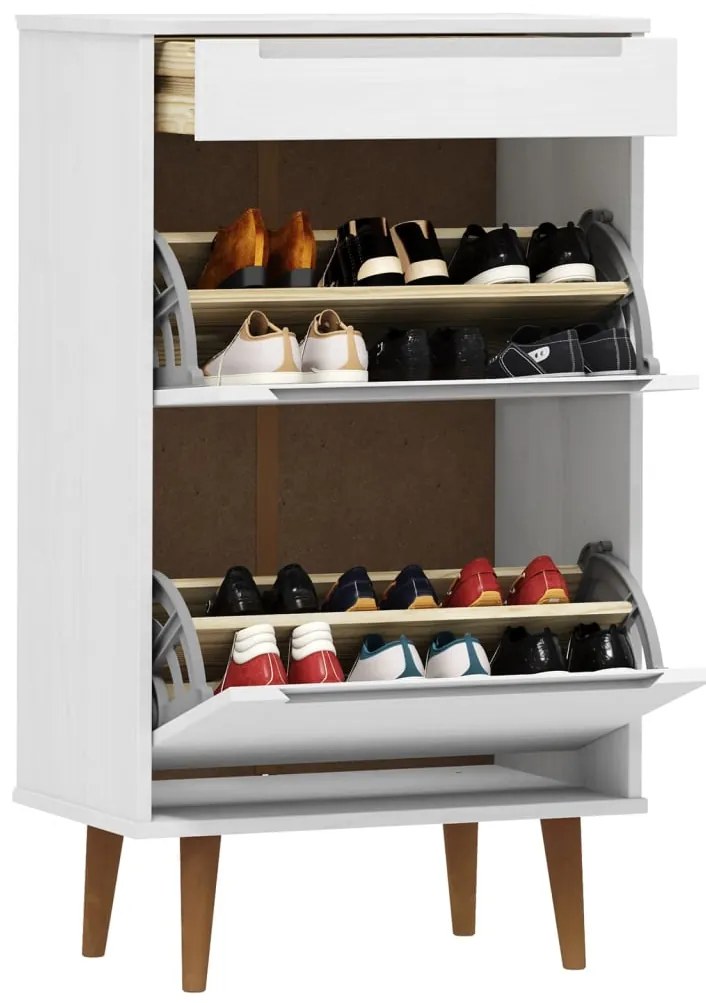 Sapateira MOLDE 59,5x35x103 cm pinho maciço branco