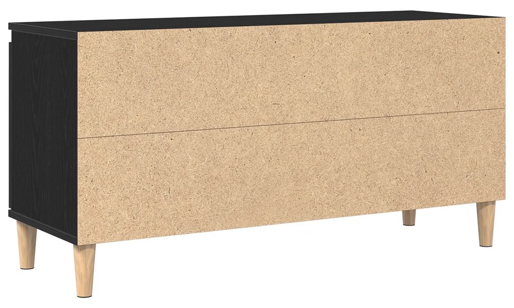 Estante de TV vidaXL com perna de madeira Preto Carvalho 102x35x50 cm