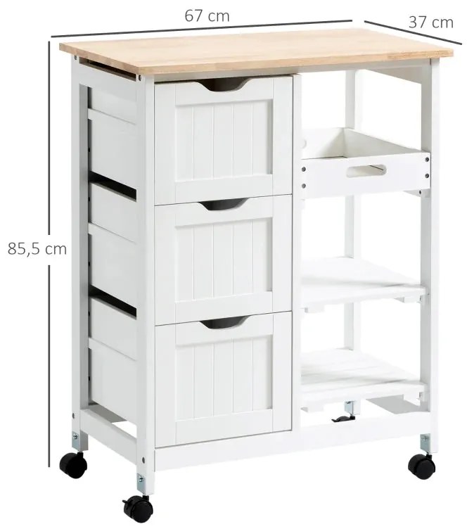 Carrinho de Cozinha Kelen - Design Contemporâneo