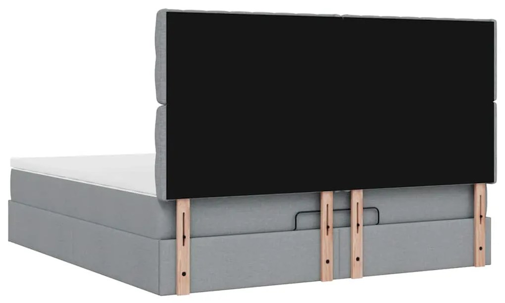 Estrutura cama otomana colchão 160x200 cm tecido cinzento claro