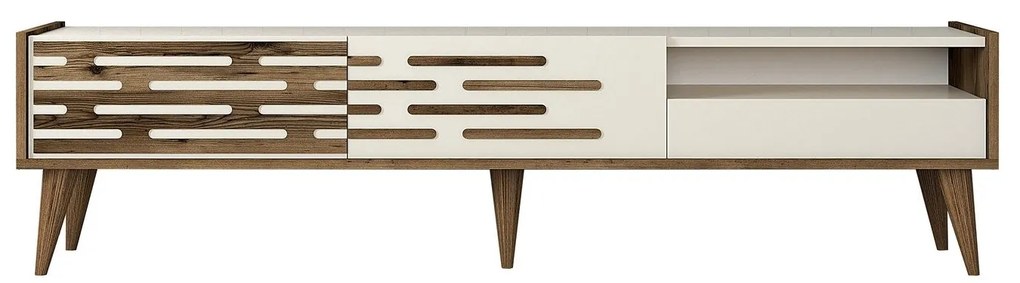 TV Stand Valensiya – Nogueira e Creme – 180x35x45 cm