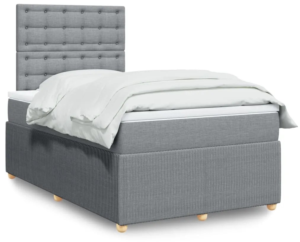 Cama boxspring com colchão 120x190 cm tecido cinzento-claro