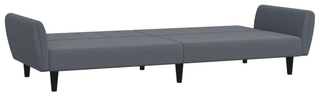 Sofá-cama 2 lugares c/ apoio de pés veludo cinzento-escuro