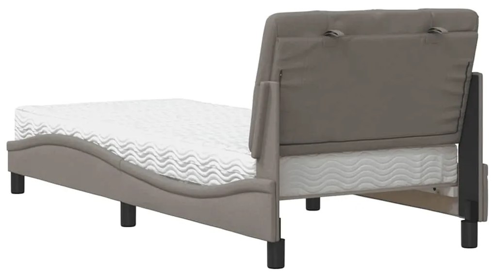 Cama com colchão 80x200 cm tecido castanho-acinzentado