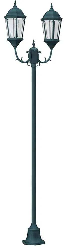 Poste de Luz de Jardim vidaXL 2-Lâmpada E27 Verde 220 cm Alumínio