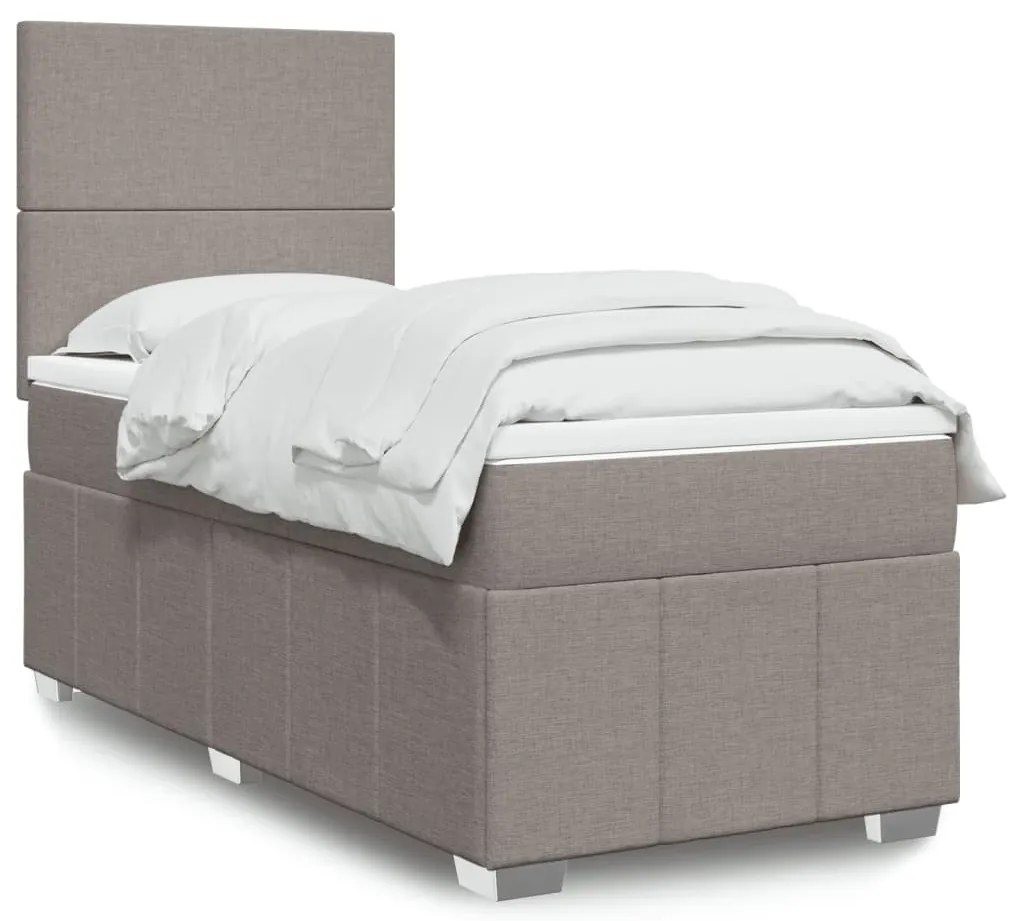 Cama com molas/colchão 90x200 cm tecido castanho-acinzentado