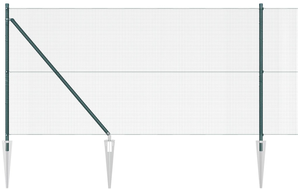 Conjunto de Poste de Cerca Conjunto de 2 Verde Metal 25 x 1 m