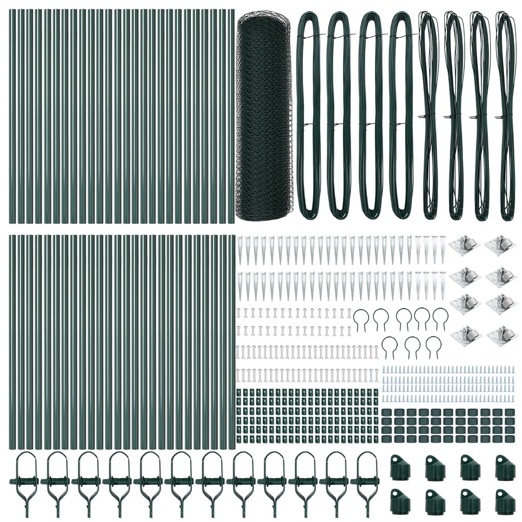 Cerca Hexagonal vidaXL Verde 1x100 m Aço