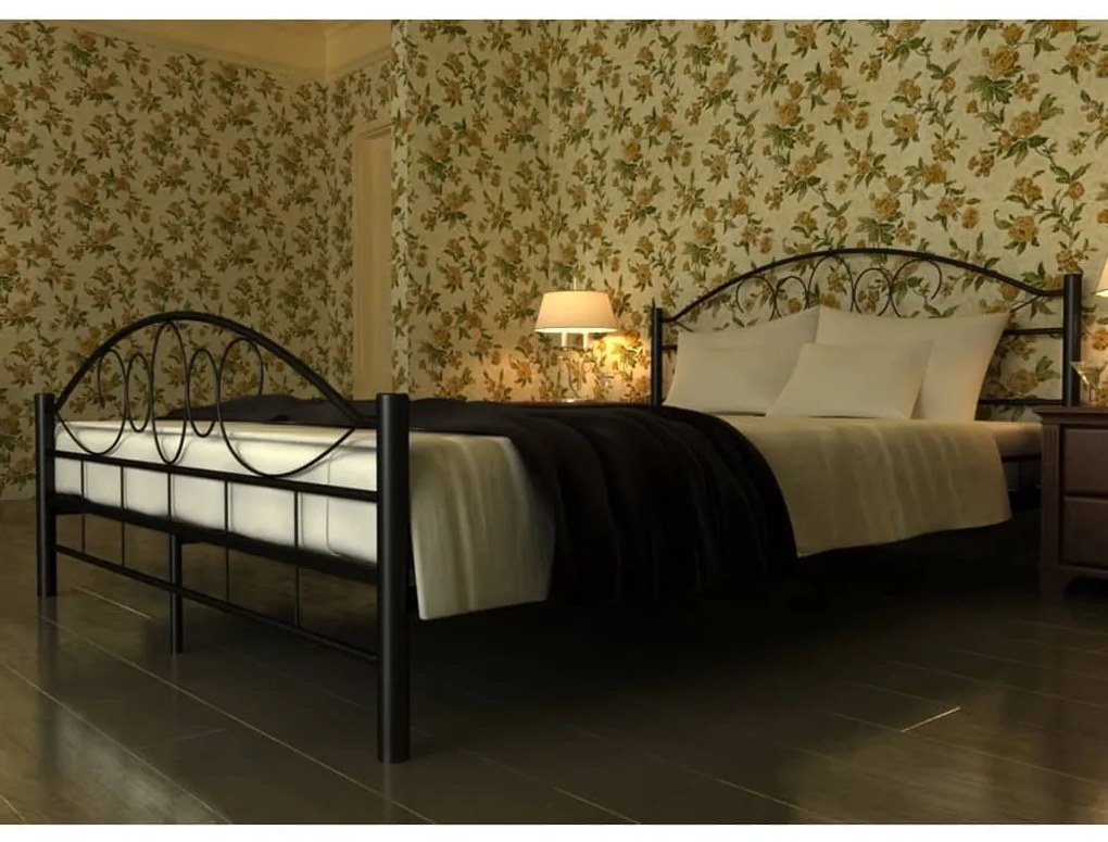 vidaXL Cama com colchão 180x200 cm metal preto