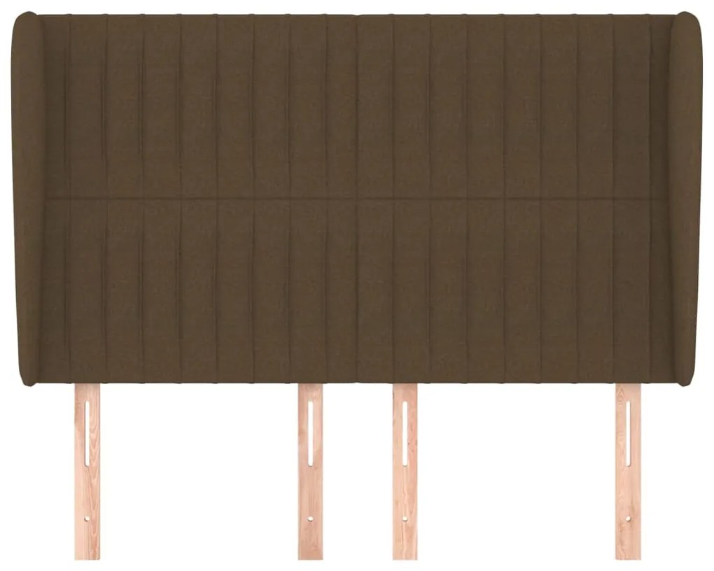 Cabeceira cama c/ abas tecido 147x23x118/128 cm castanho-escuro