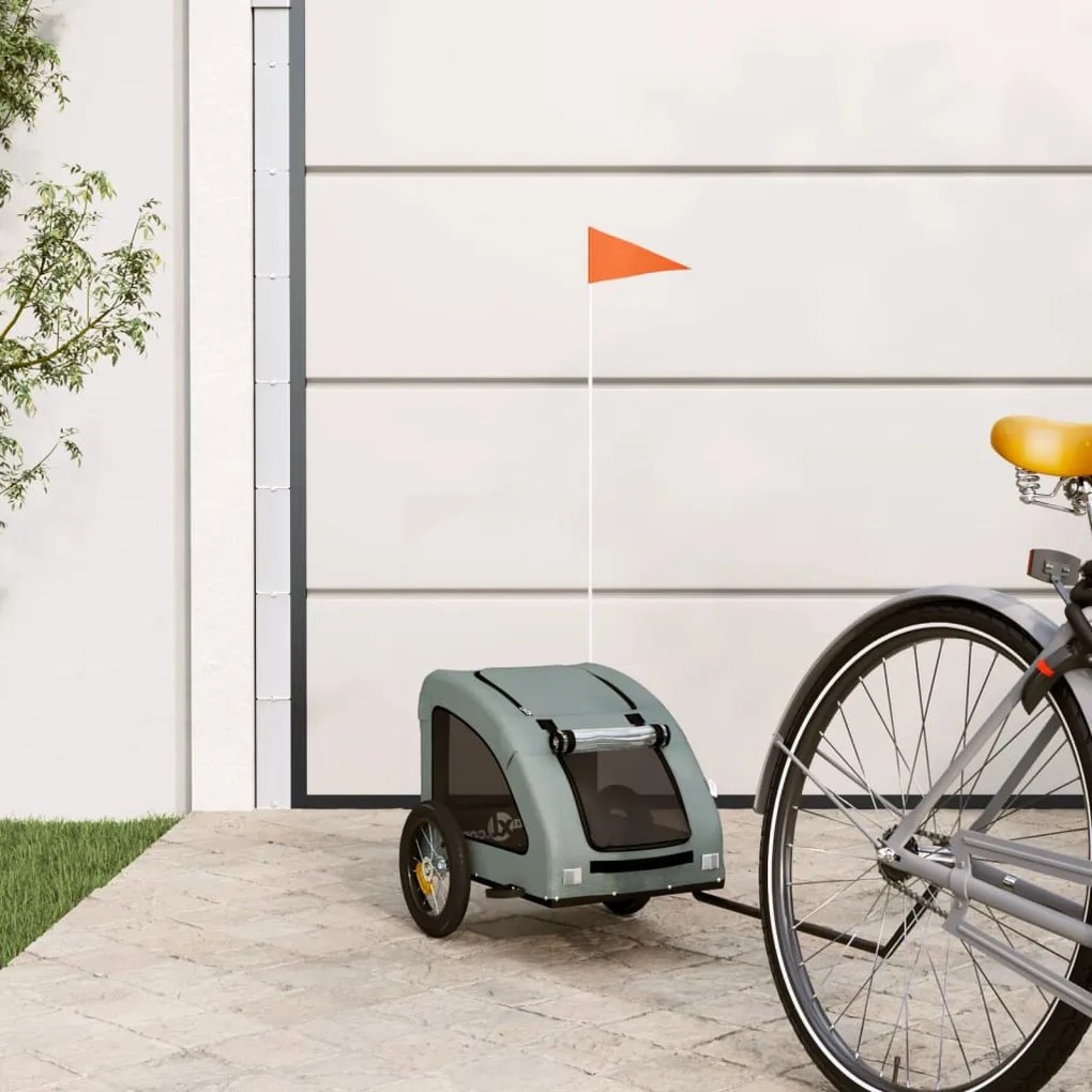 vidaXL Reboque bicicleta animais tecido oxford/ferro cinzento