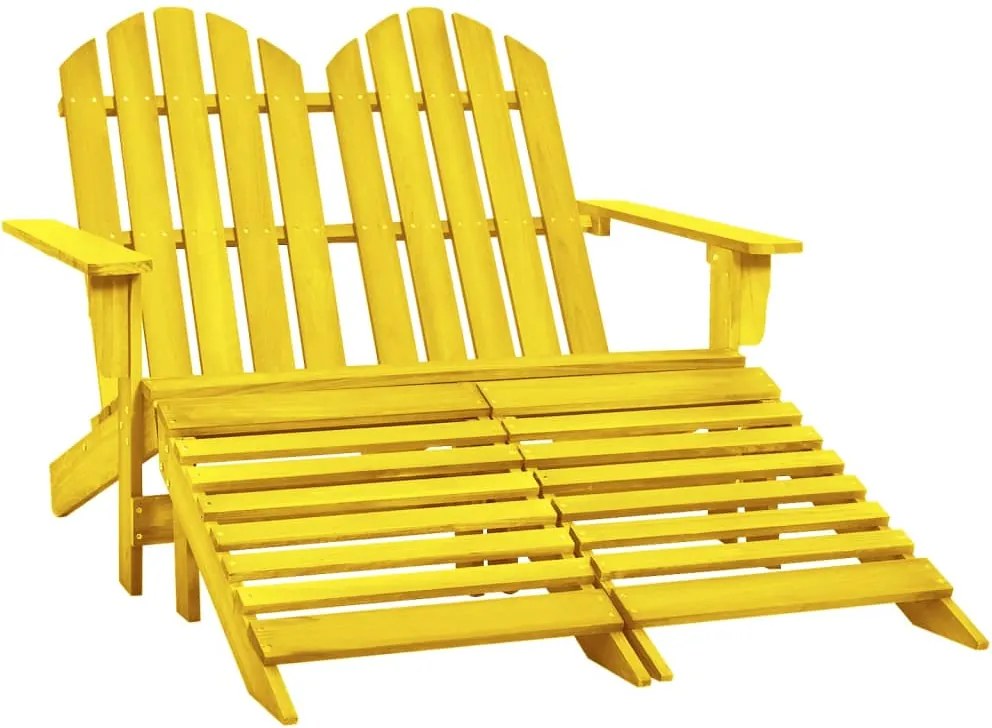 vidaXL Cadeira de jardim e otomano Adirondack 2 lugares abeto amarelo