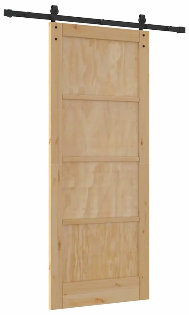Porta Deslizante com Conjunto de Ferragens 83x202 cm Madeira Sólida de