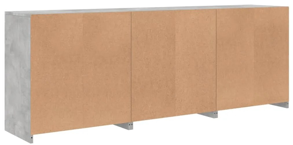 Aparador com luzes LED 181,5x37x67 cm cinzento cimento