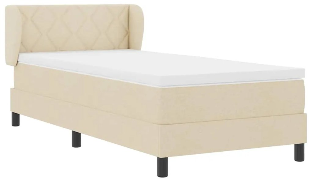 Cama Box Spring com Colchão Creme 100x200 cm Tecido