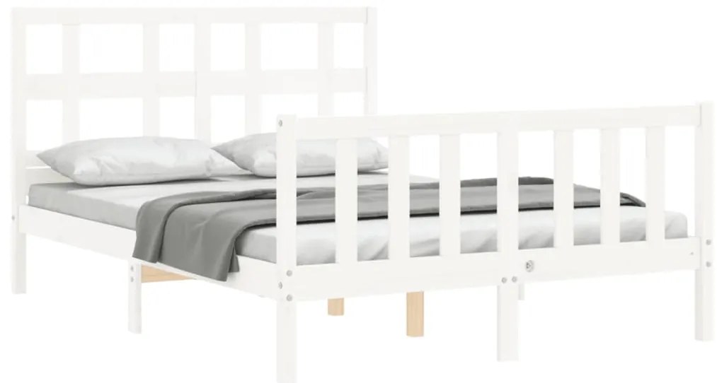 Cama sem colchão 140x200 cm madeira de pinho maciça branco