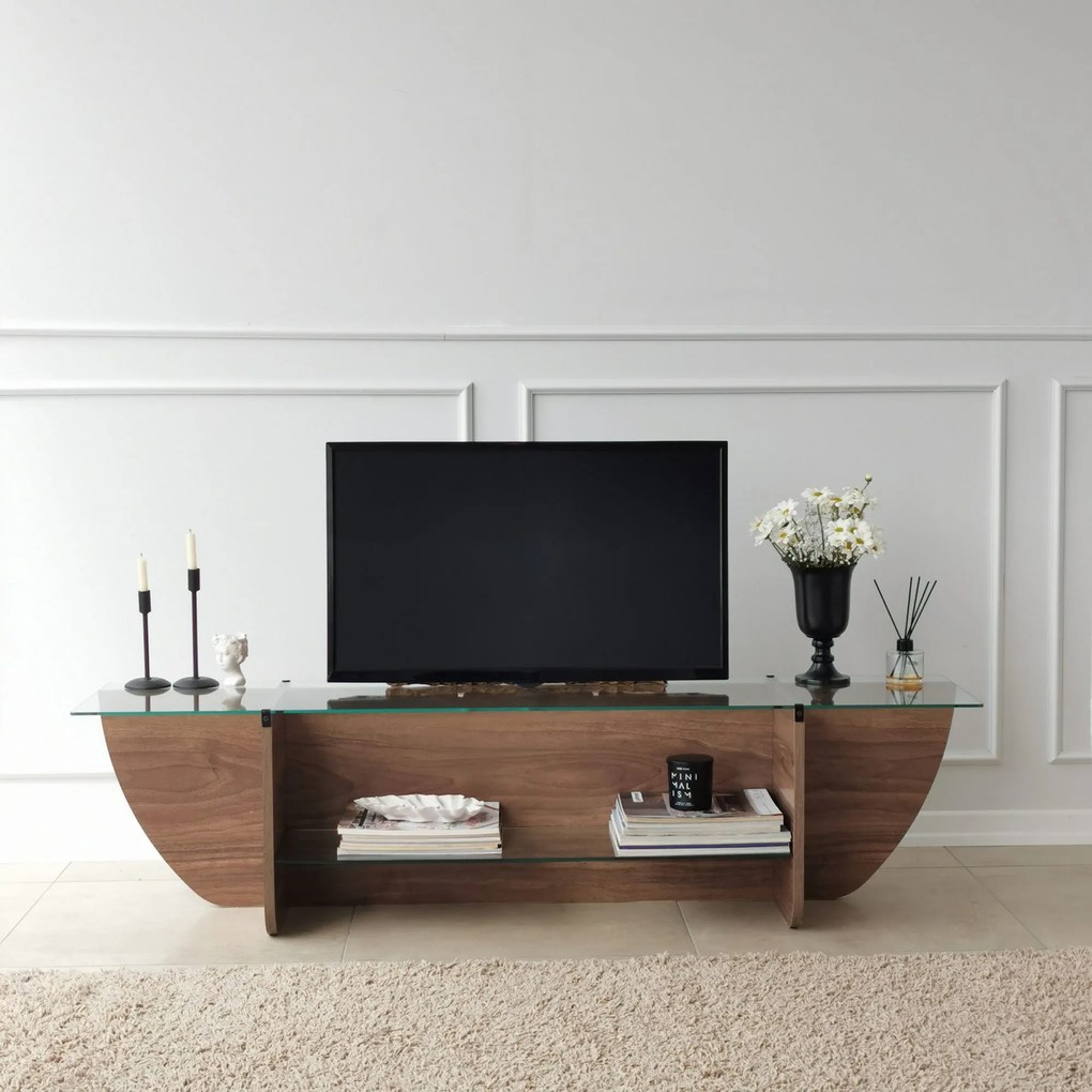 TV Stand Lily – Walnut – 158 cm x 40 cm x 35 cm