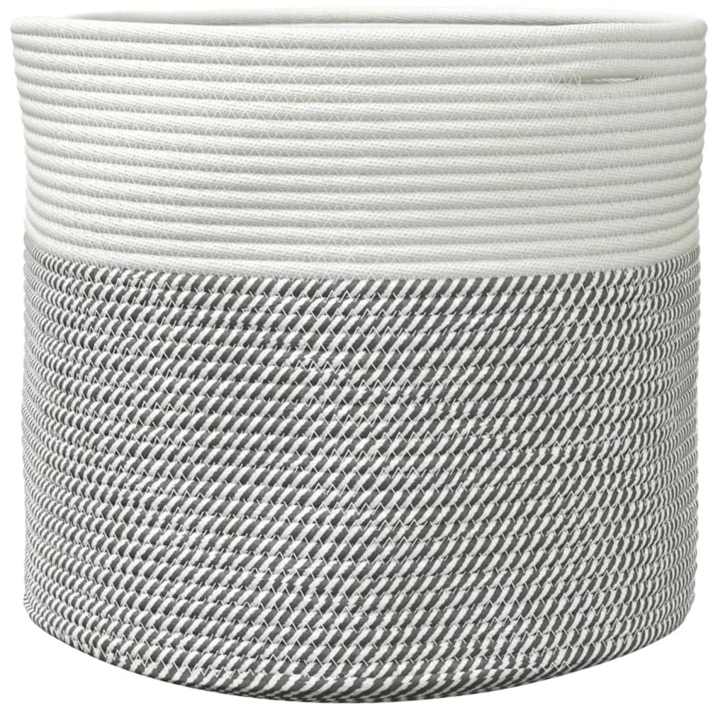 Cesto de arrumação Ø40x35 cm algodão cinzento e branco