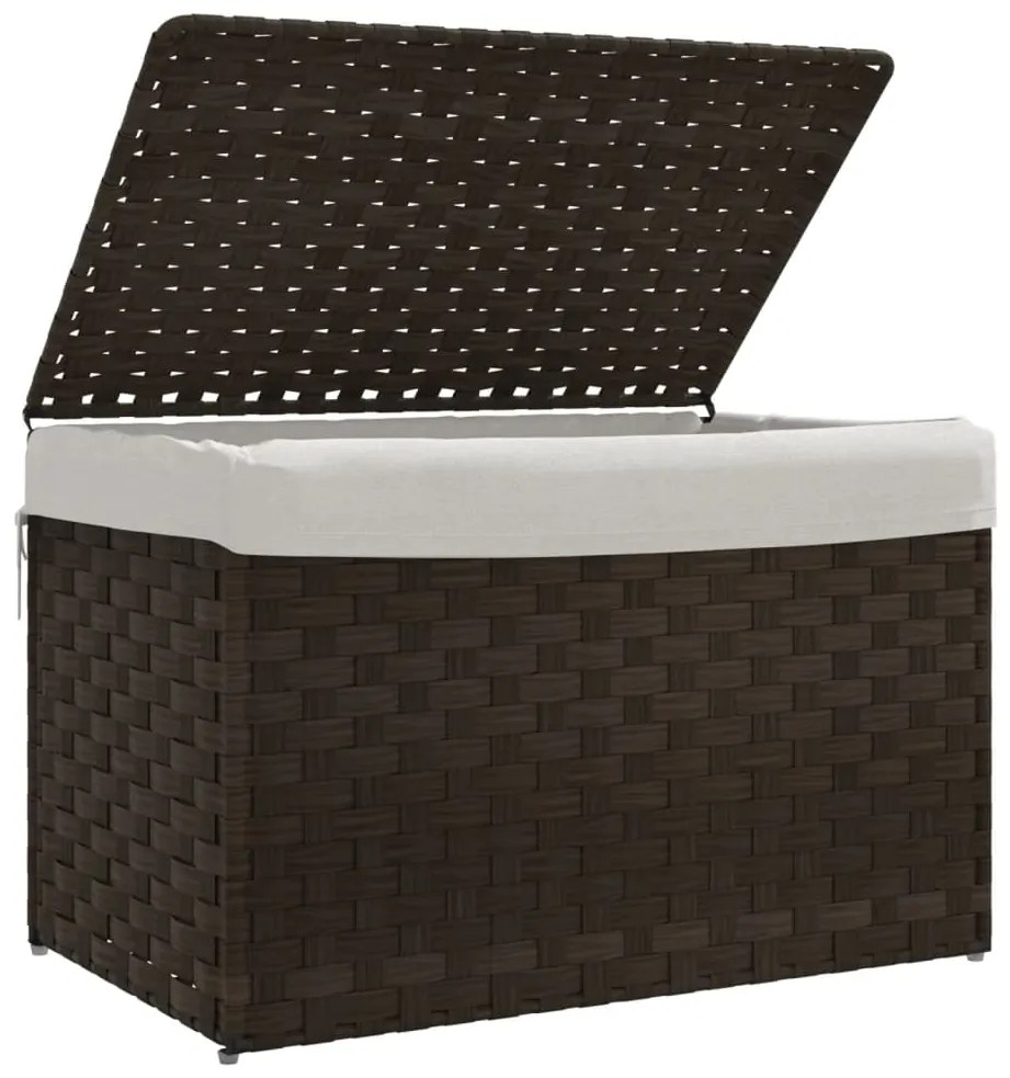 Cesto roupa suja c/ tampa 55,5x35x34 cm vime PE castanho-escuro