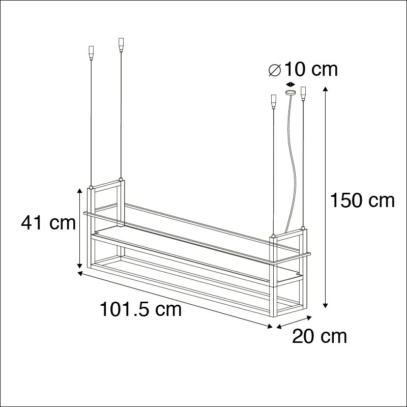 LED Candeeiro de suspensão inteligente preto com Wi-Fi A60 - Cage Rack Moderno