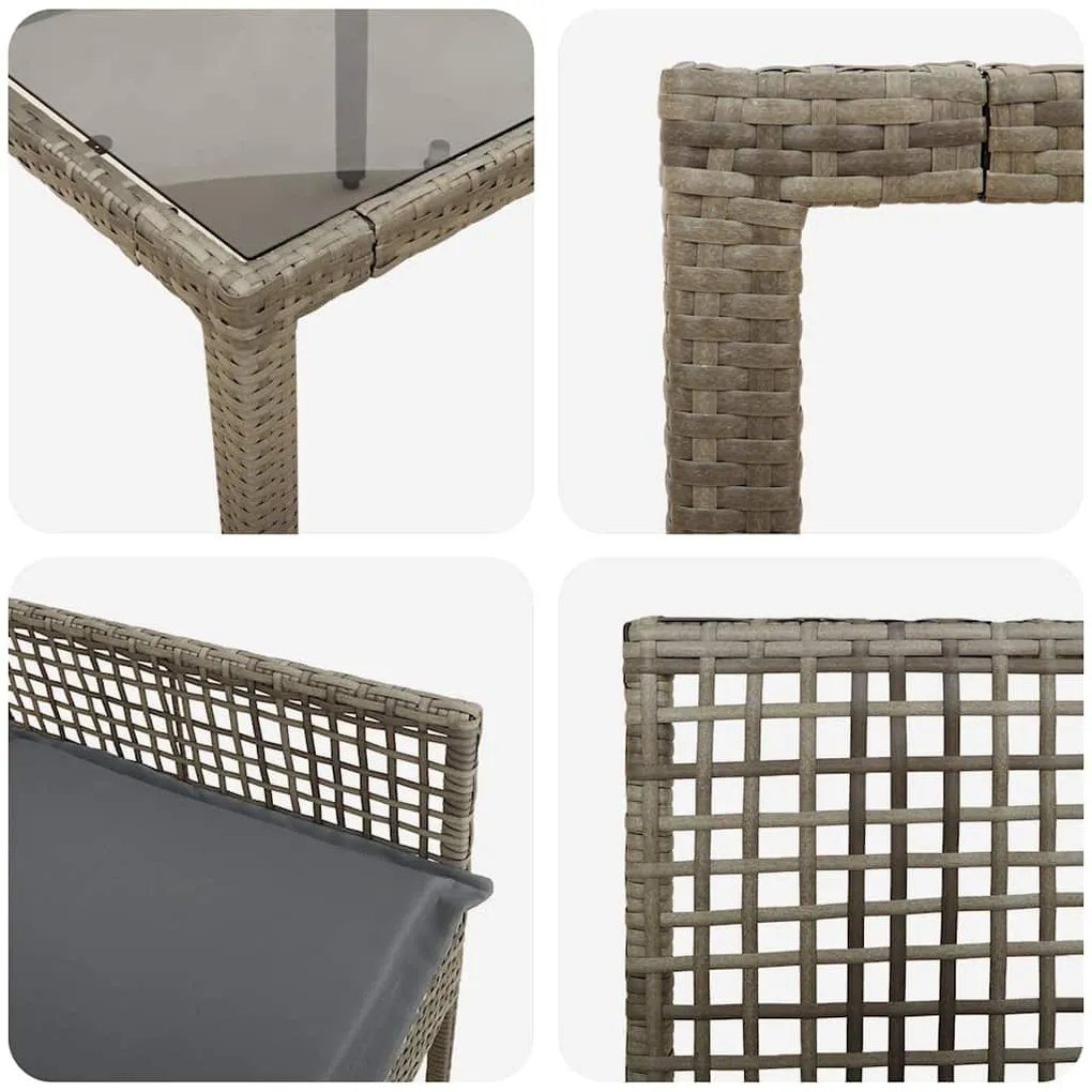 Conjunto de Jantar para Jardim 7 pcs Cinzeto 190 x 90 x 75 cm